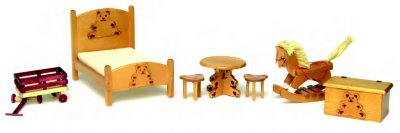 (image for) Miniature Bear Bedroom Set for Dollhouses