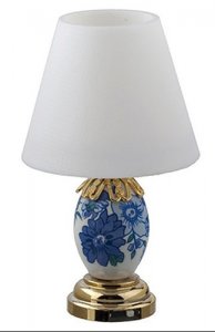 (image for) Miniature Battery Operated Table Lamp, Blue/White Porcelain
