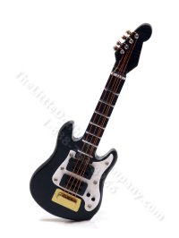 Miniature Black Strat Electric Guitar for Dollhouses (image for) Miniature Black Strat Electric Guitar for Dollhouses