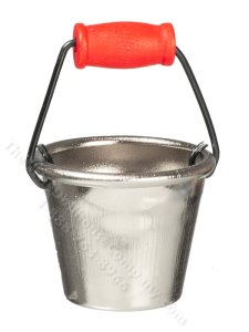 (image for) Miniature Metal Bucket with Red Handle