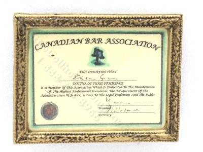 (image for) Miniature Canadian Bar Association Certificate