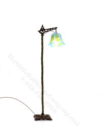 (image for) Art Deco Brass Bridge Floor Lamp - Blue shade by Jim Pounder