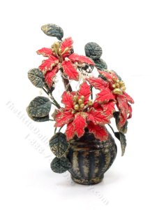 (image for) Miniature Potted Poinsettia Plant for Dollhouses