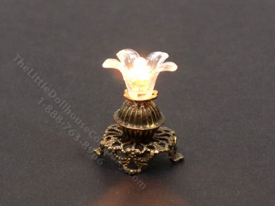 (image for) Miniature 12V Brass Floral Table Lamp for Dollhouses