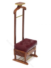 (image for) Miniature Walnut Clothing Valet with a Tufted Leather Cushion