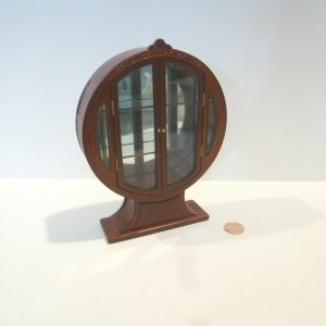 (image for) Miniature Mahogany Swanson Deco Circular Display Case