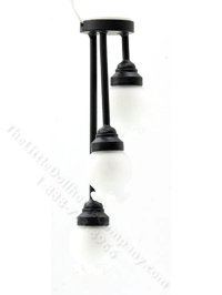 (image for) Miniature 3 Ceiling Light with Frosted Floral Shade - Black