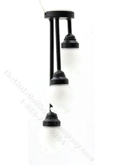(image for) Miniature 3 Ceiling Light with Frosted Floral Shade - Black