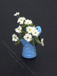 (image for) Miniature White Daisies in Coffee Pot for Dollhouses