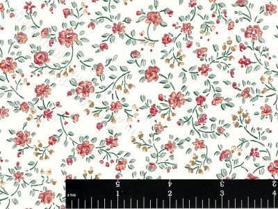 (image for) Red Floral Vine Pattern Miniature Wallpaper for Dollhouses
