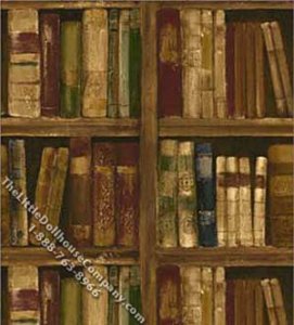(image for) Brown Library Pattern Miniature Wallpaper for Dollhouses