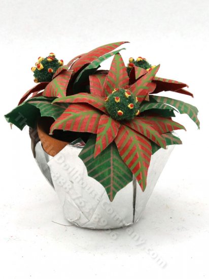 (image for) Miniature Handmade Poinsettia in Foil Pot