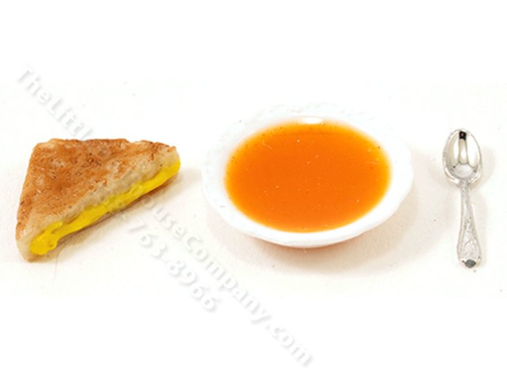 (image for) Miniature Grilled Cheese and Tomato Soup for Dollhouses