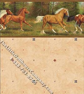 (image for) Wild Horses Pattern Miniature Wallpaper for Dollhouses
