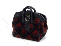 (image for) Miniature Red Plaid Carpet Bag for Dollhouses