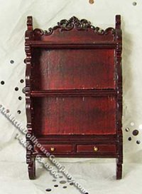 (image for) Miniature Mahogany Wall Hutch for Dollhouses