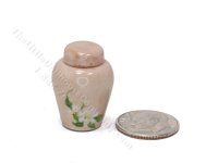 (image for) As Is Vintage Miniature Pink Lustre Jar with Lid for Dollhouses