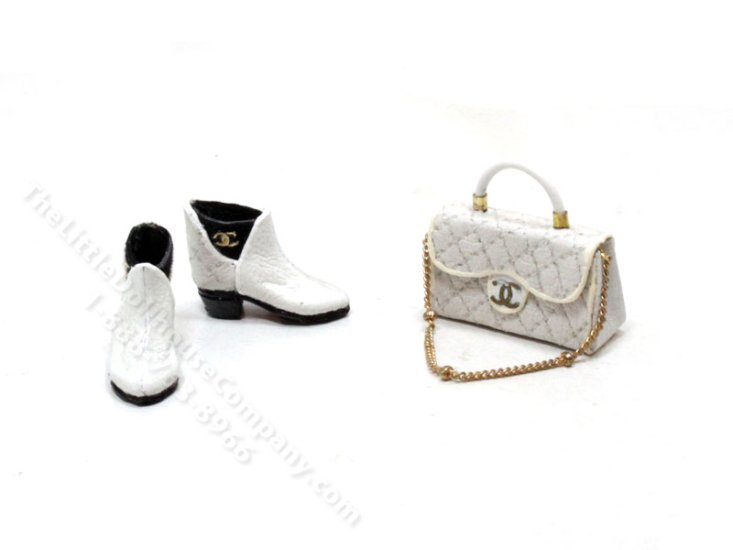 (image for) Chanel Black and White Boots and Matching Purse Judith Blondell