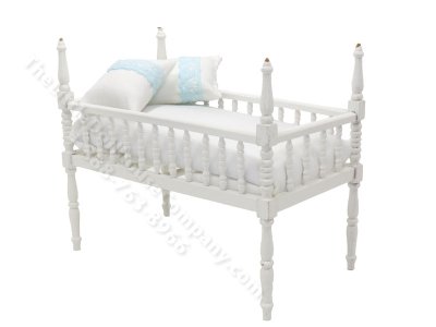 (image for) Miniature White Victorian Crib for Dollhouses