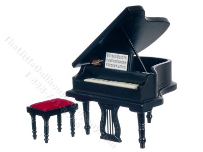 (image for) Miniature Black Piano with Bench