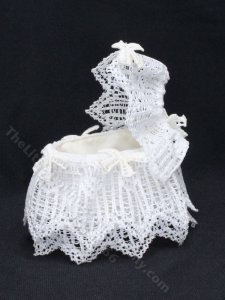 (image for) Dollhouse Miniature White Lace Victorian Bassinet