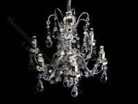 (image for) Miniature Battery Operated 6-Arm Silver Crystal Chandelier with Wand