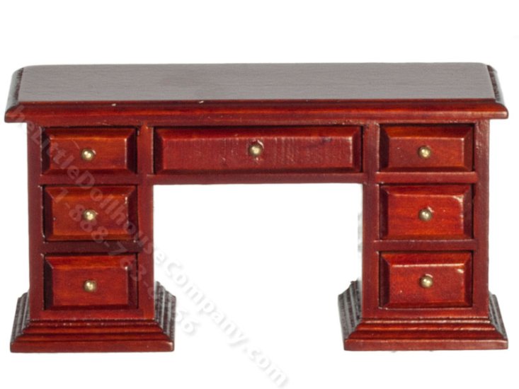 (image for) Miniature Mahogany Library Desk for Dollhouses