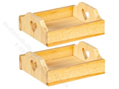 (image for) Miniature Set of 2 Wooden Trays for Dollhouses