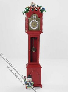 (image for) Miniature Christmas Themed Grandfather Clock for Dollhouses