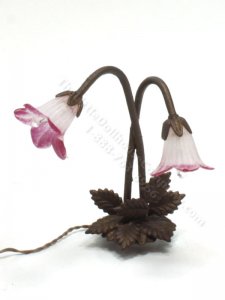 (image for) Miniature Brass White and Purple Lilies Lamp