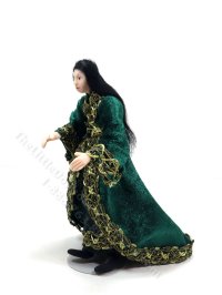 (image for) Miniature Handcrafted Vintage Medieval Doll in Green Velvet by Detta's Darling Dolls