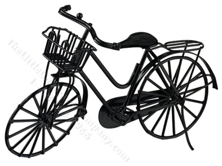 (image for) Miniature Black Bicycle with Basket for Dollhouses