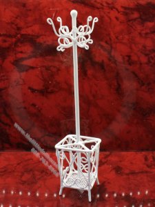 (image for) Dollhouse Miniature White Metal Hall Stand/Coat Rack
