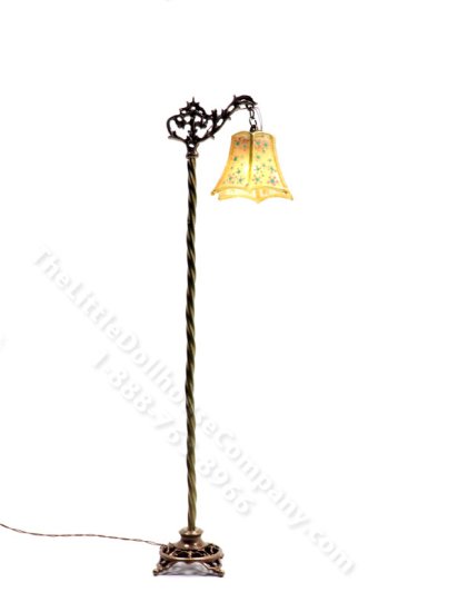 (image for) Miniature Nouveau Brass Bridge Floor Lamp by Jim Pounder