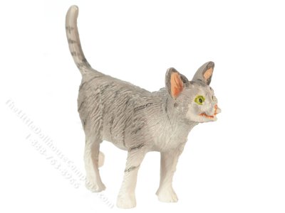 (image for) Miniature Standing Grey Cat for Dollhouses