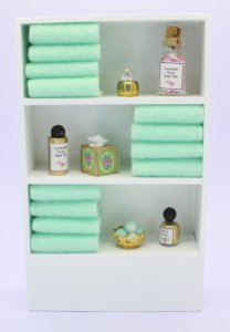 (image for) Miniature Bathroom Shelf Unit with Green Towels