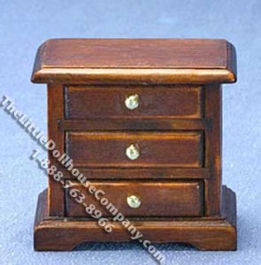 (image for) Miniature Walnut Nightstand for Dollhouses