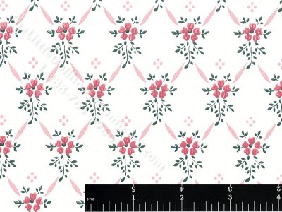 (image for) Flower and Ribbon Lattice Miniature Wallpaper for Dollhouses