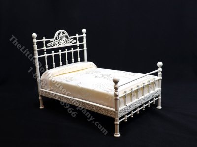 (image for) Dollhouse Reutters Miniature Double Bed - White