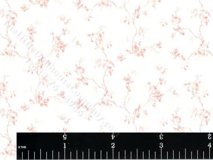 (image for) Pink Floral Vine Pattern Miniature Wallpaper for Dollhouses