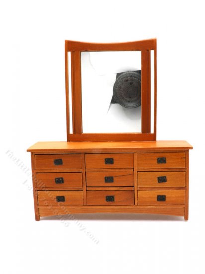 (image for) Miniature Modern Walnut Dresser with Mirror