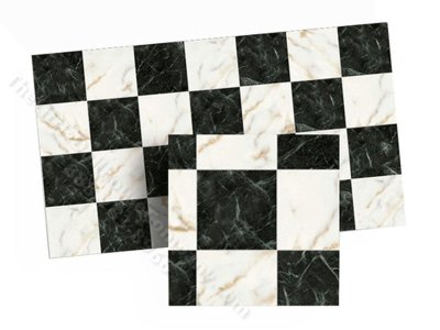 (image for) Dollhouse Scale Model Faux Black and White Marble Tiles