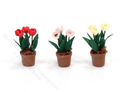 (image for) 1/2" Scale Set of 3 Tulips for Dollhouses