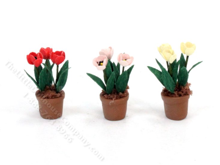 (image for) 1/2" Scale Set of 3 Tulips for Dollhouses