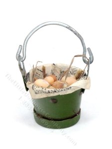(image for) Miniature Green Bucket of Eggs for Dollhouses
