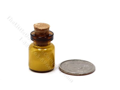 (image for) Miniature Amber Glass Jar with Cork Stopper for Dollhouses