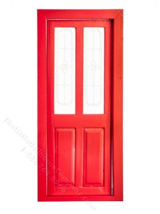 (image for) Miniature Red Transom Door for Dollhouses