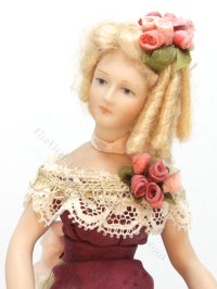 (image for) Porcelain Doll in Red 1870's Victorian Gown by Joy Parker