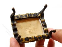 (image for) Vintage Miniature Green Upholstered Footstool for Dollhouses - WWM 1994