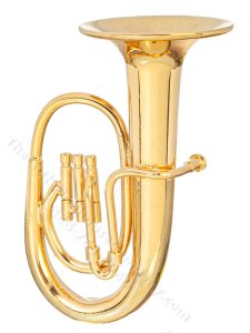 (image for) Miniature 2 Inch Brass Tuba for Dollhouses